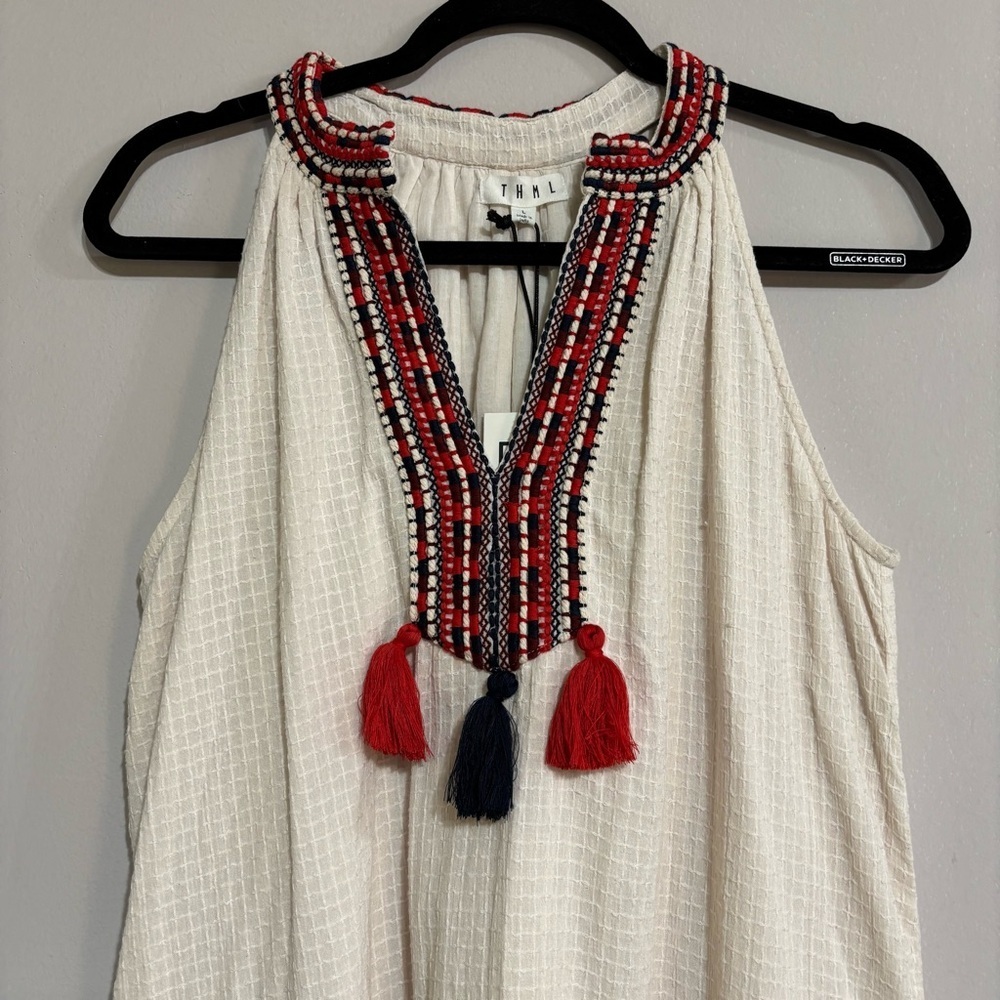 THML Cream Dress with Red and Blue Embroidery